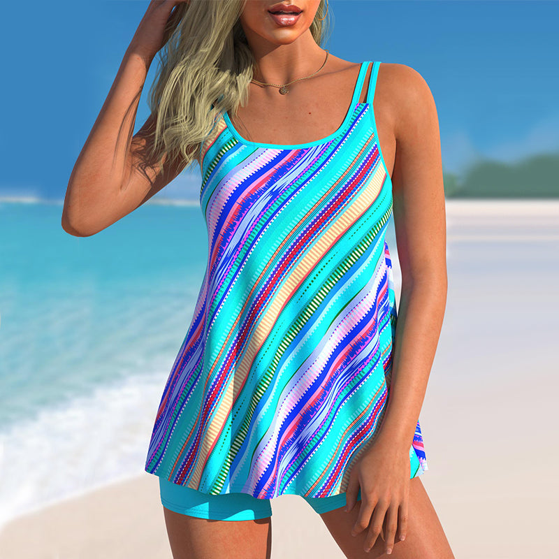 Tankini-sett - Geometrisk Mønster | 2-i-1 Badedrakt for Kvinner