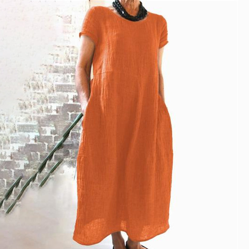 Løs ensfarget kjole - Uformell og Stilren for Kvinner