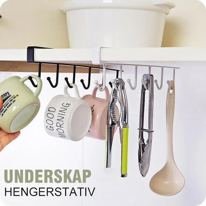Underhylle med 6 Krok Henger - Spar Plass på Kjøkkenet