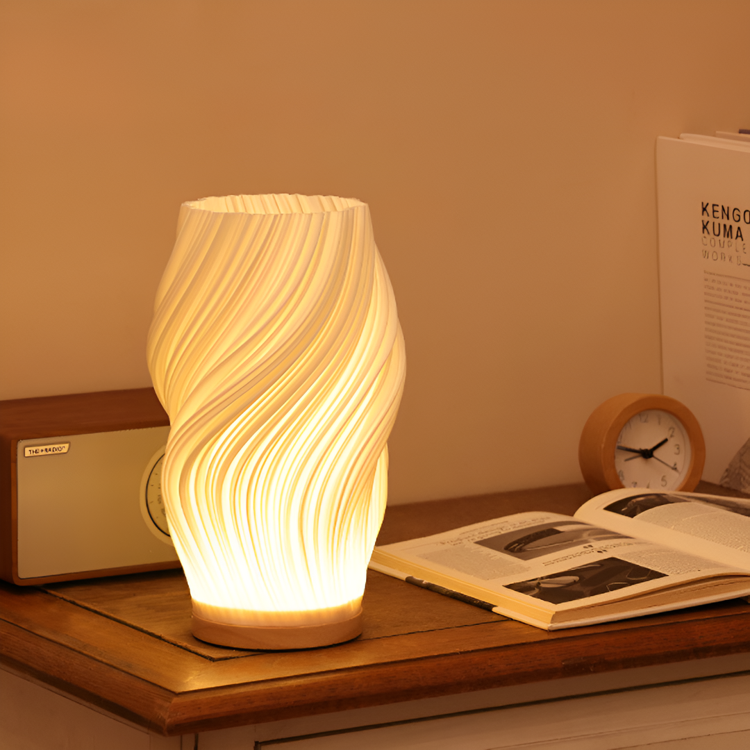 Unik 3D Bølge Bordlampe for Moderne Stue og Soverom