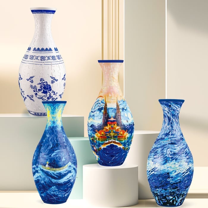 3D Puslespillvase for Hjemmet – Unik og Kreativ Blomsterdekorasjon