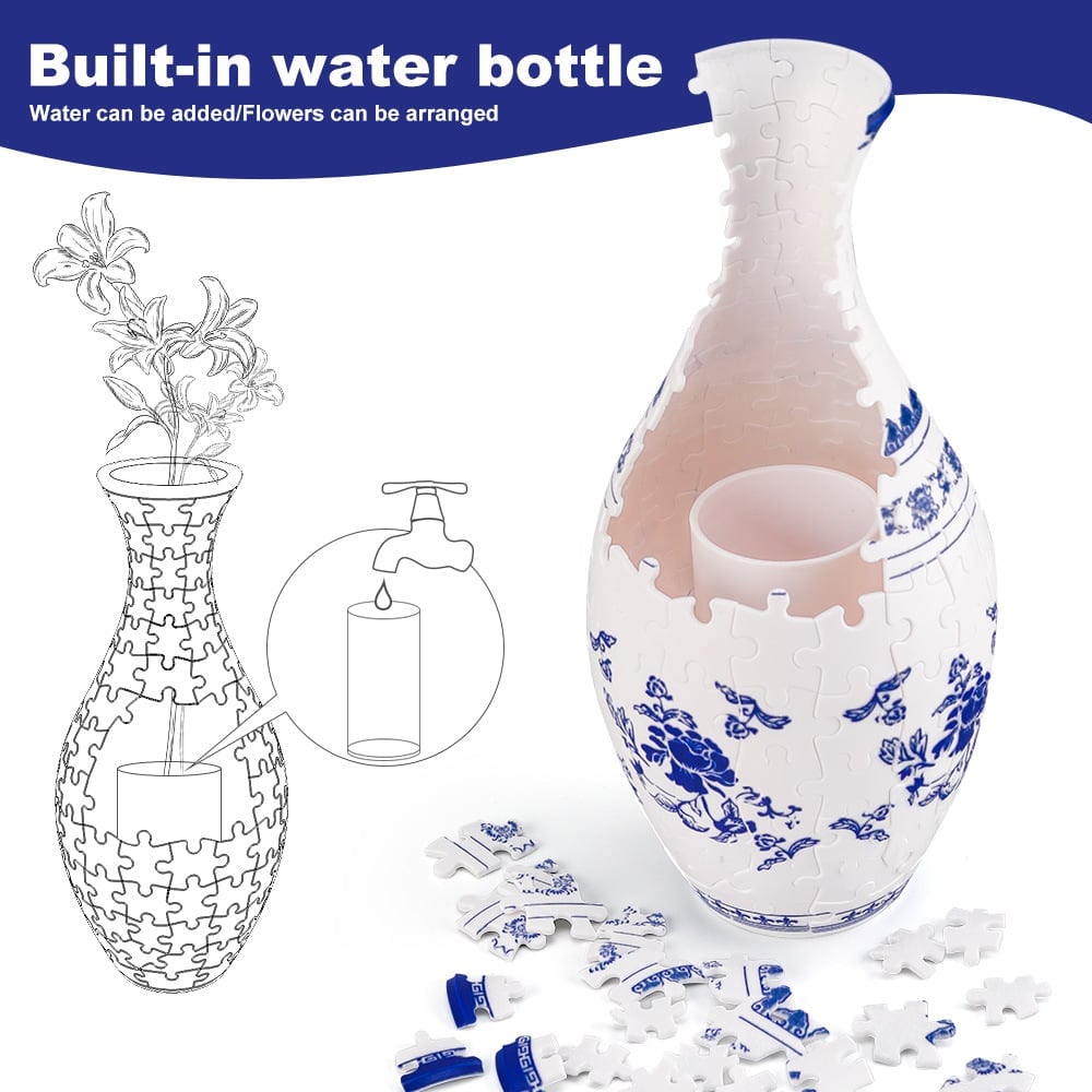 3D Puslespillvase for Hjemmet – Unik og Kreativ Blomsterdekorasjon