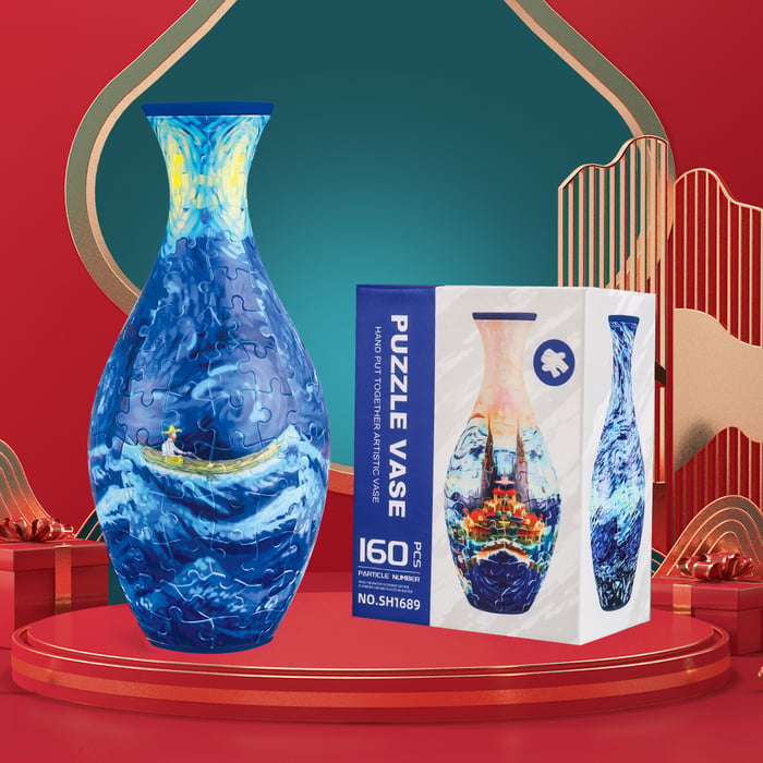 3D Puslespillvase for Hjemmet – Unik og Kreativ Blomsterdekorasjon