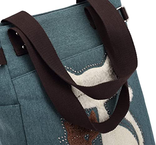 Unisex Broderi Lerretsveske med Katteprint