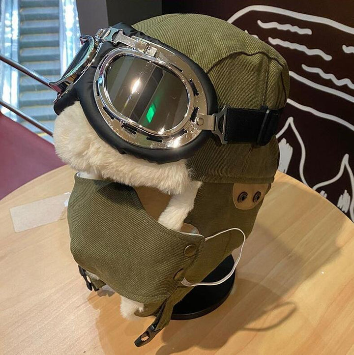 Unisex Pilotlue med briller - Klassisk Trapper Hatt