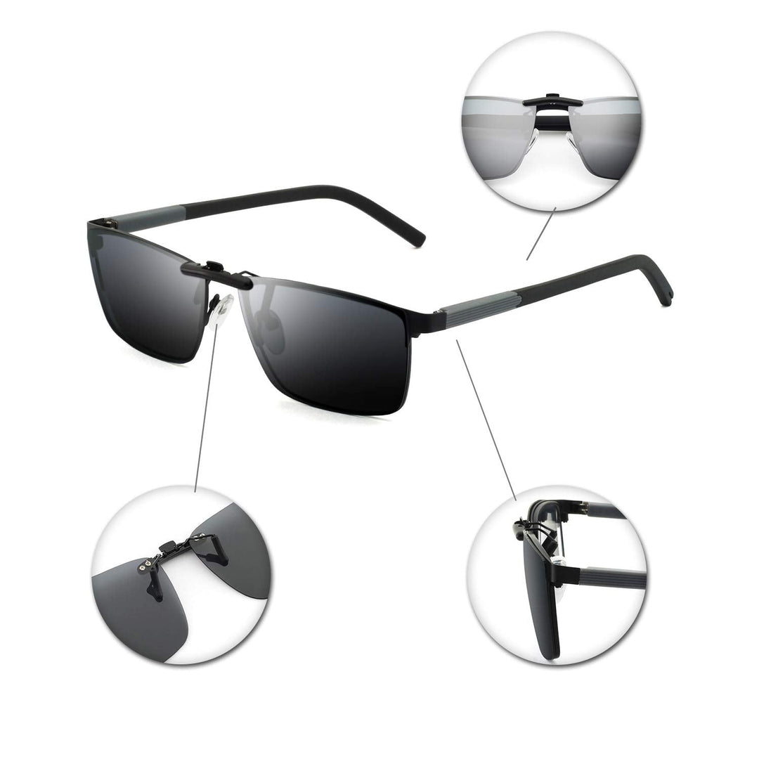 Unisex polariserte klips-solbriller for forbedret syn